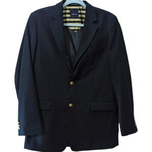 Boy's Kid's Nautica Navy Single-Breasted 3 Button Cuff Blazer, Size 20 Regular